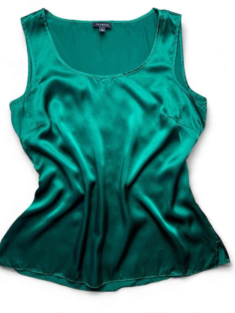 Talbots 100% Silk Emerald Green Shell Tank Size 6